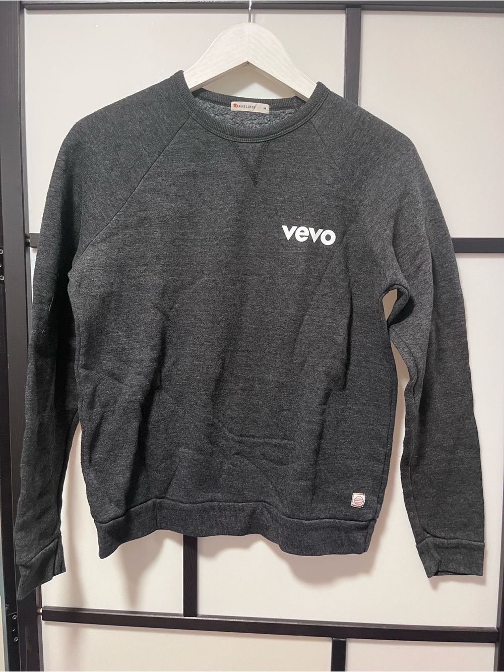 Marine Layer x VEVO Charcoal Gray Fleece Crewneck Sweatshirt Medium
